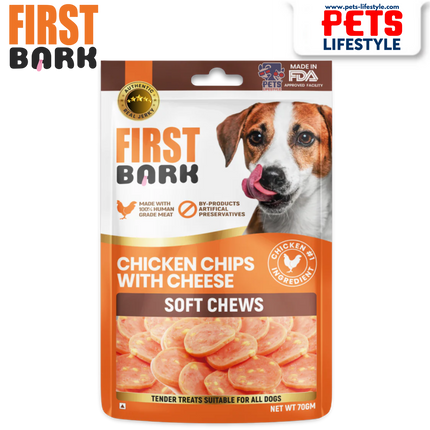 First Bark Chicken Chips with Cheese Dog Treats (70g)