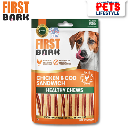 First Bark Chicken & Cod Sandwich Dog Treats Healthy Chews