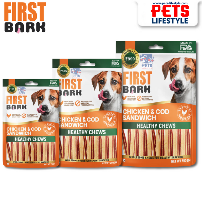 First Bark Chicken & Cod Sandwich Dog Treats Healthy Chews