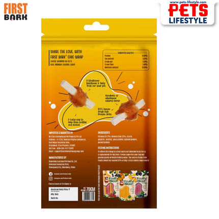 First Bark Chic Wrap Cheese & Chicken Wraps Flavour-70g