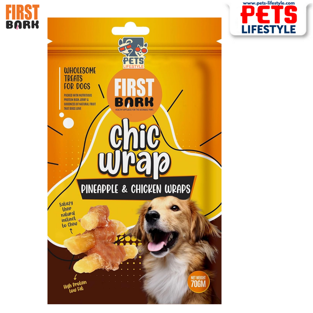 First Bark Chic Wrap Pineapple & Chicken Wrap Wholesome Treats for Dogs - 70g