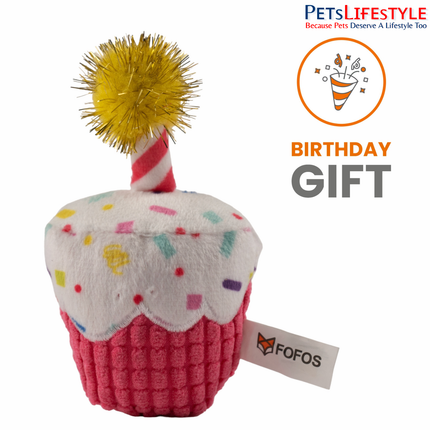Fofos Birthday Cake cat toy packaging front with product details