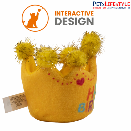 Fofos Birthday Crown soft plush textured cat toy detail
