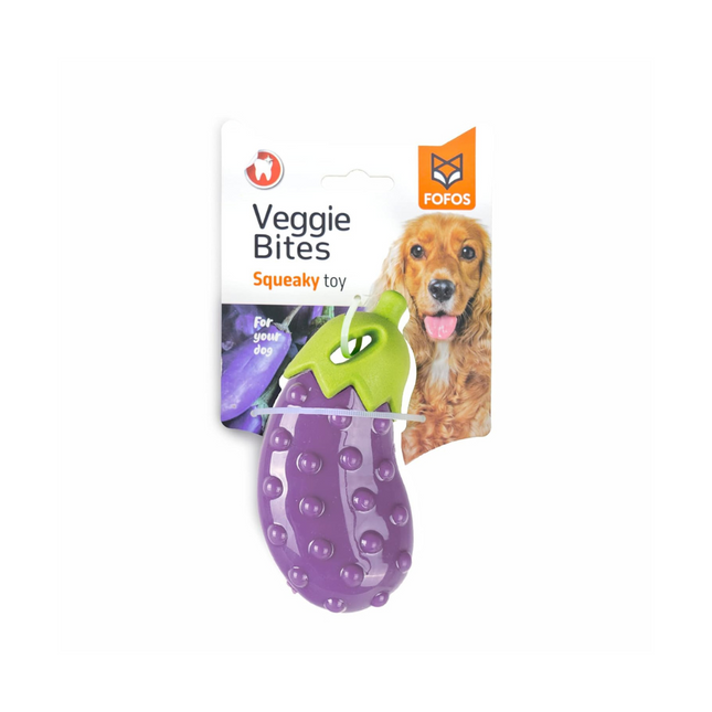 Fofos Vegi-Bites Eggplant Loud Squeaky Dog Toy