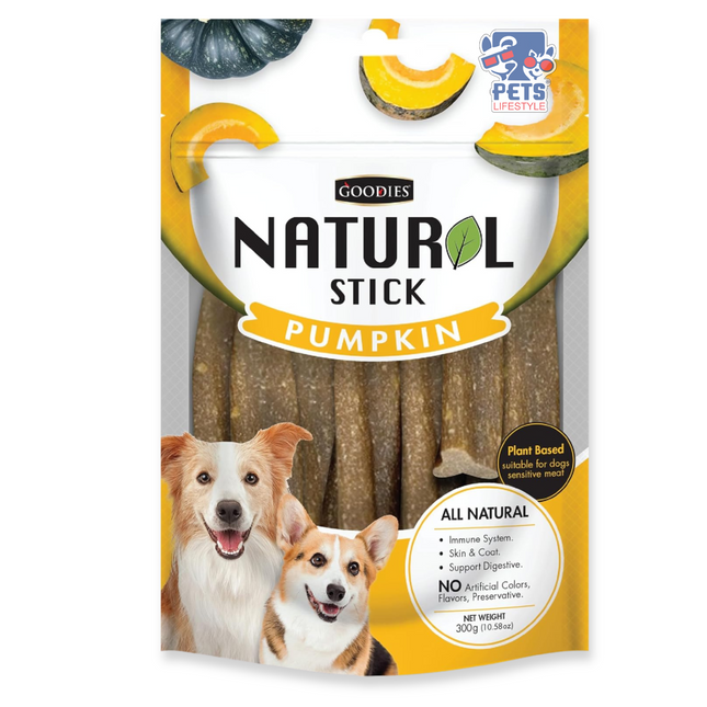 Goodies Naturol Stick Pumpkin Dog Treats – 250g