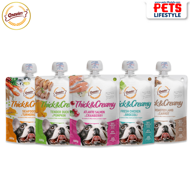 Gnawlers Thick & Creamy Dog Treats Collection – 100g Pouches Lickable