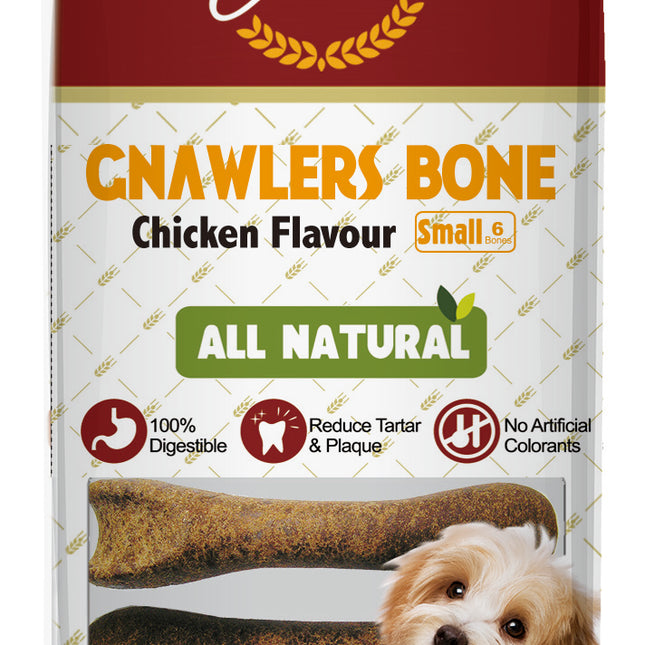 GNAWLERS Chicken Dog Snacks Chew Bone for All Life Stages 108 g (Small)