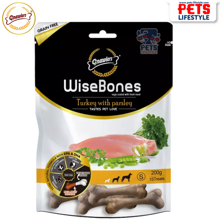WiseBones Gnawlers Turkey with Parsley, 200 g