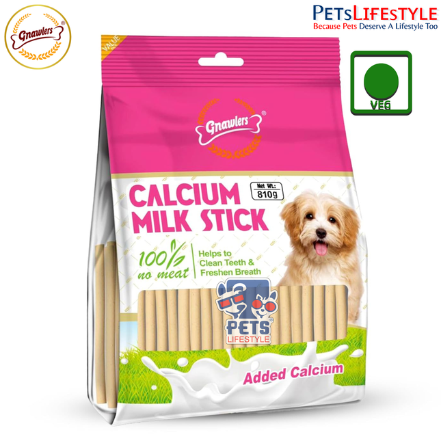 Gnawlers Calcium Milk Sticks 100% veg  – Soft Dental Chews