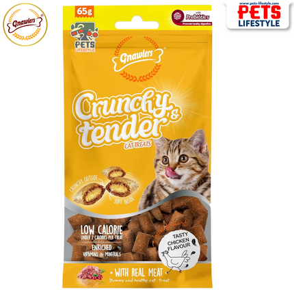 Gnawlers Crunchy & Tender Cat Treats – Chicken Flavour (65g)