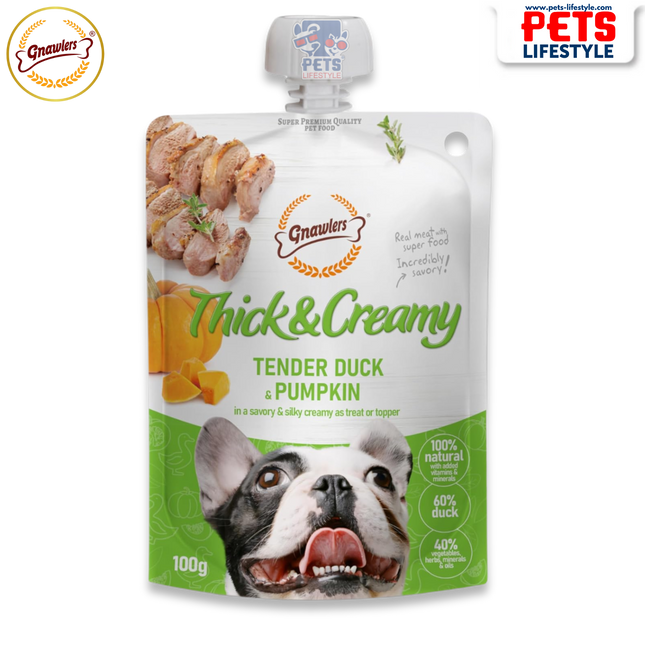 Gnawlers Thick & Creamy Tender Duck & Pumpkin – 100g Pouch