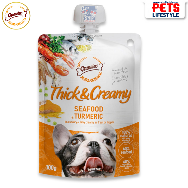 Gnawlers Thick & Creamy Seafood & Turmeric – 100g Pouch