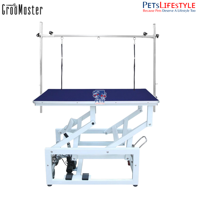 Groo Master N-107 Electric Grooming Table – Heavy-Duty Foot-Lift Table with Dual Curved Arm Support