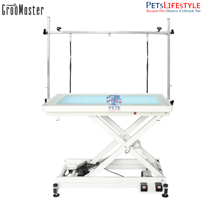 Groo Master N-142 Electric Grooming Table – Illuminated Glass-Top Foot-Lift Table for Precision Grooming