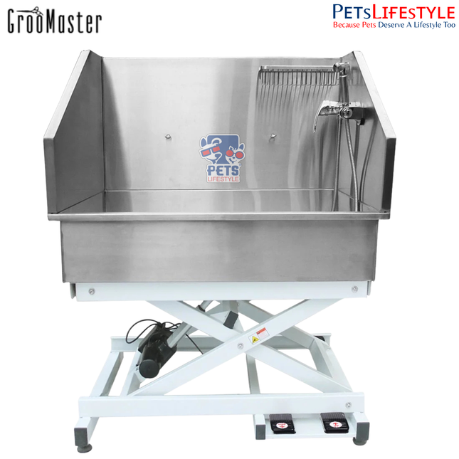 Groo Master H-905E Stainless Steel Electric Lifting Tub – Small Breed Grooming Bath Tub