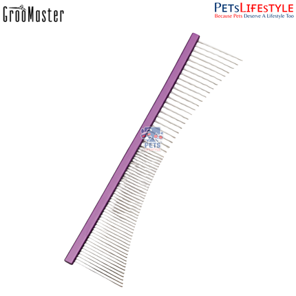 GrooMaster Reverse Crescent Comb Professional Aluminium Alloy Grooming Comb for Dogs & Cats