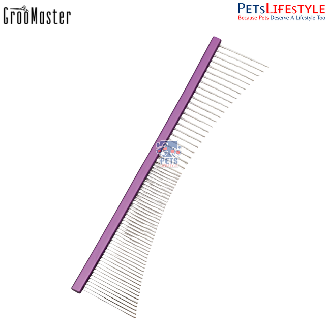 GrooMaster Reverse Crescent Comb Professional Aluminium Alloy Grooming Comb for Dogs & Cats