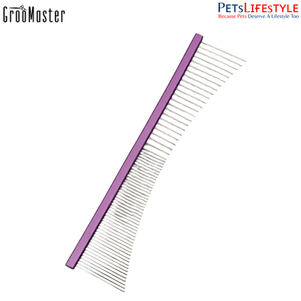 GrooMaster Reverse Crescent Comb Professional Aluminium Alloy Grooming Comb for Dogs & Cats