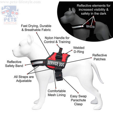 Canine Desk (Service Dog) Harness, Easy Control Chest Body Belt for Dogs