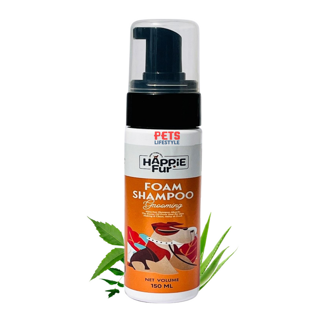 Happie Fur - Waterless Foam Shampoo (150ml) for Dogs & Cats with Neem &  Aloe Vera