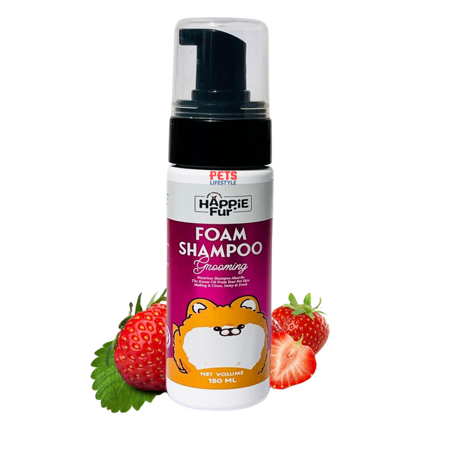 Happie Fur - Waterless Foam Shampoo Dog & Cat (150ml)  Strawberry Scent