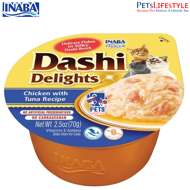 Inaba Dashi Delights Chicken with Tuna Cat Food Topper  Hydrating Wet Treat 70g