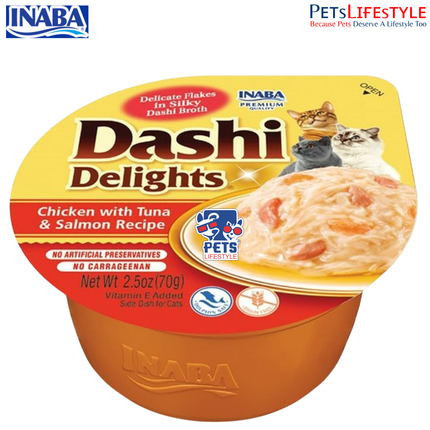 Inaba Dashi Delights Chicken with Tuna & Salmon Wet Cat Food Topper & Treat 70g