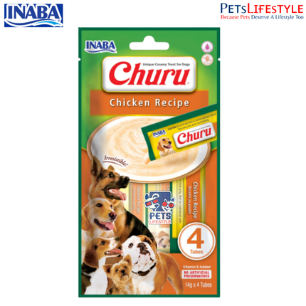 Inaba Churu Chicken Recipe for Dogs Creamy Treat & Meal Topper 14g x 4
