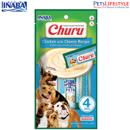 Inaba Churu Chicken with Cheese Recipe for Dogs Creamy Treat & Meal Topper  14g x 4