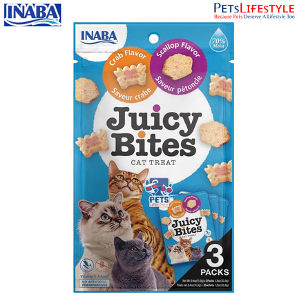 Inaba Juicy Bites Scallop & Crab Flavor – Soft Moist Seafood Treats for Cats 33.9g