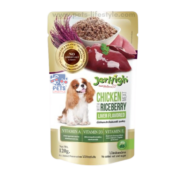 JerHigh Chicken with Riceberry & Liver in Jelly (Dog Wet Food – 130g)