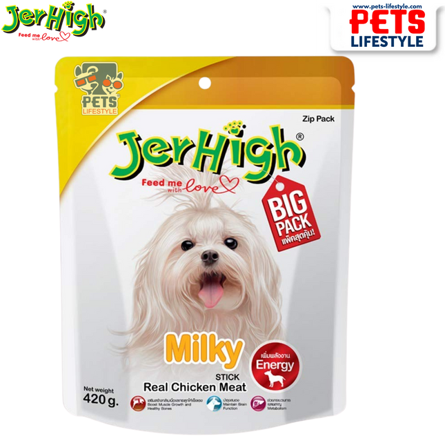 JerHigh Milky Dog Treats with Real Chicken Meat 400g