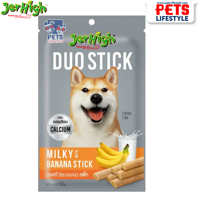 JerHigh Duo Stick Dog Treat - Milk with Banana - 50 g