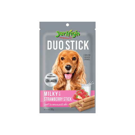 JerHigh Milky With Strawberry Duo Stick Dog Treat