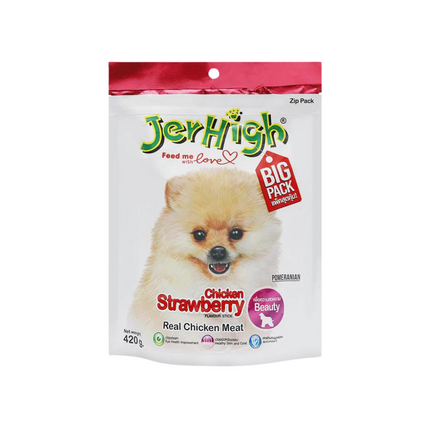 JerHigh Strawberry Stick Dog Treats with Real Chicken Meat