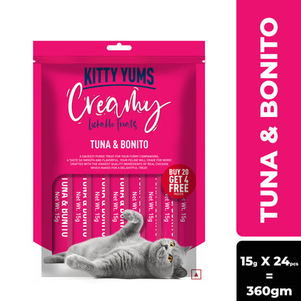 Kitty Yums Creamy Lickable Tuna & Bonito Cat Treat (15g x24)
