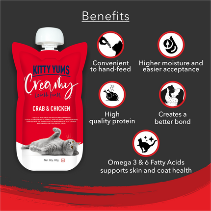 Kitty Yums Creamy Crab & Chicken Treat for Cats 80g