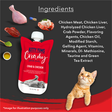 Kitty Yums Creamy Crab & Chicken Treat for Cats 80g