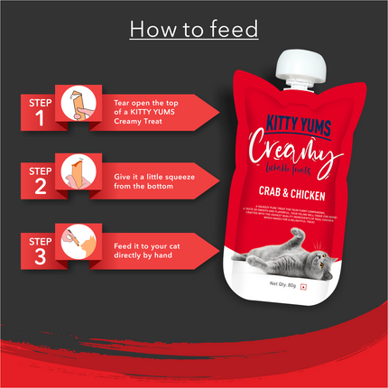Kitty Yums Creamy Crab & Chicken Treat for Cats 80g