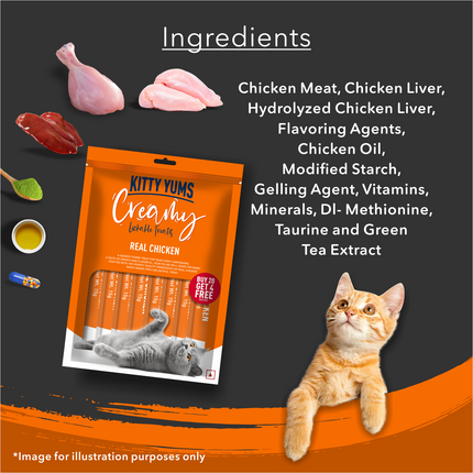 Kitty Yums Creamy Lickable Real Chicken Cat Treat (15g x24)
