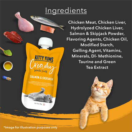Kitty Yums Creamy Salmon & Skipjack Treat for Cats 80g