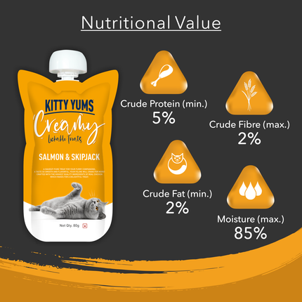 Kitty Yums Creamy Salmon & Skipjack Treat for Cats 80g