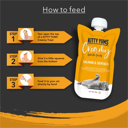 Kitty Yums Creamy Salmon & Skipjack Treat for Cats 80g