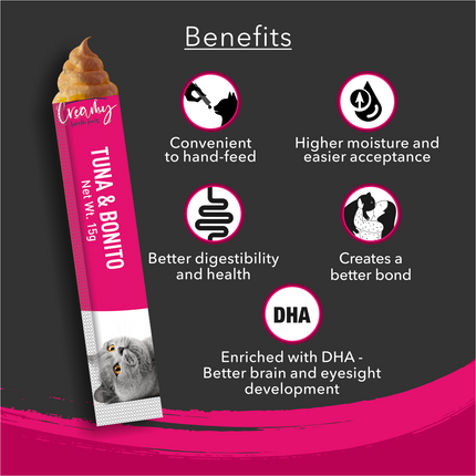 Kitty Yums Creamy Lickable Tuna & Bonito Cat Treat (15g x24)