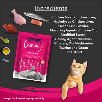 Kitty Yums Creamy Lickable Tuna & Bonito Cat Treat (15g x24)