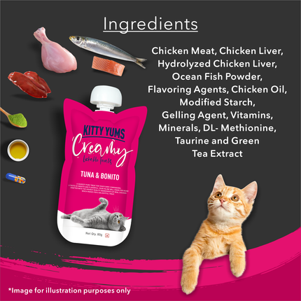 Kitty Yums Lickable Creamy Tuna & Bonito Treat for Cats 80g