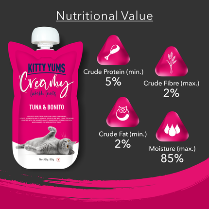 Kitty Yums Lickable Creamy Tuna & Bonito Treat for Cats 80g