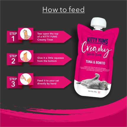 Kitty Yums Lickable Creamy Tuna & Bonito Treat for Cats 80g