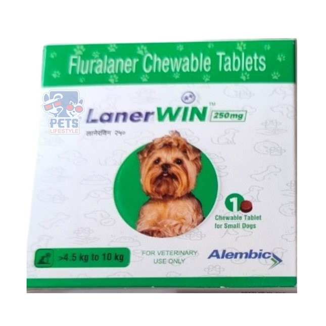 Alembic Lanerwin Fluralaner 250mg – Chewable Anti-Tick & Flea Tablet for Dogs (4.5kg–10kg)