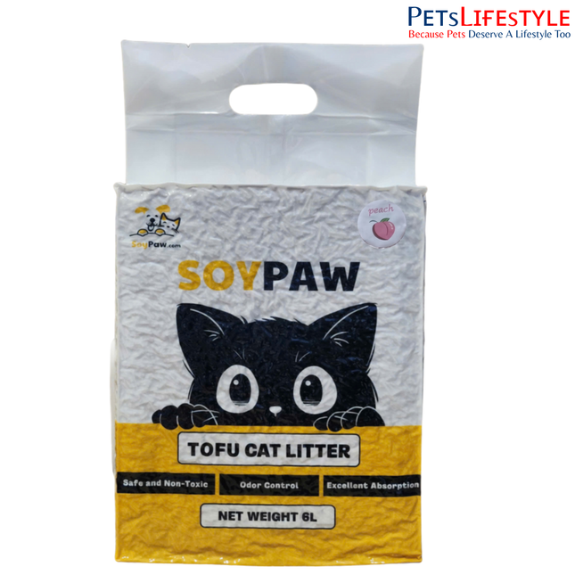 SoyPaw Peach Soybean Cat Litter 6L – Natural Clumping Dust-Free Tofu Cat Litter